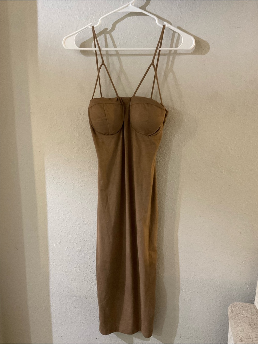 Fashion Nova Slim-Fit Brown Bustier Midi Dress